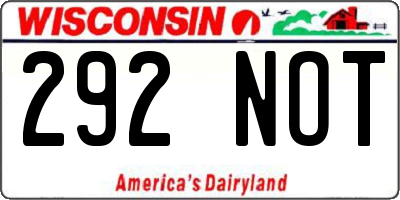 WI license plate 292NOT