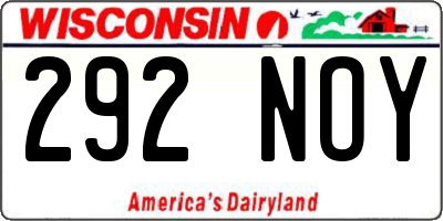 WI license plate 292NOY