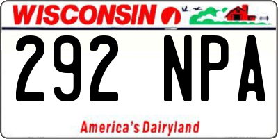 WI license plate 292NPA
