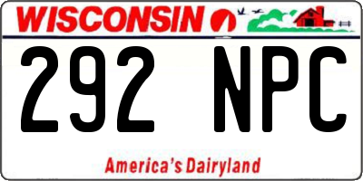 WI license plate 292NPC