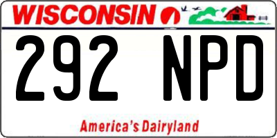 WI license plate 292NPD