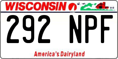 WI license plate 292NPF