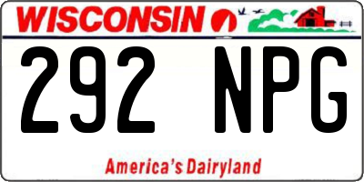 WI license plate 292NPG