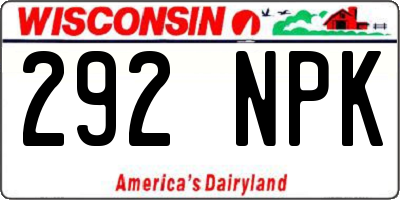 WI license plate 292NPK