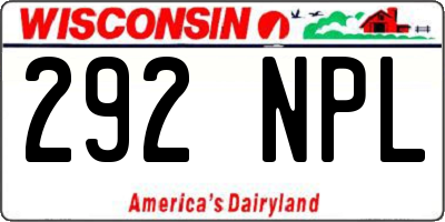 WI license plate 292NPL
