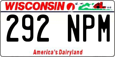 WI license plate 292NPM
