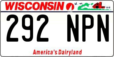 WI license plate 292NPN