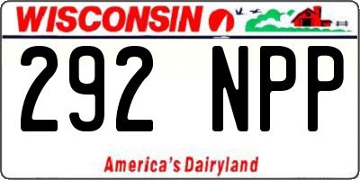 WI license plate 292NPP