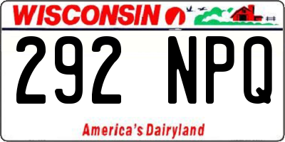 WI license plate 292NPQ
