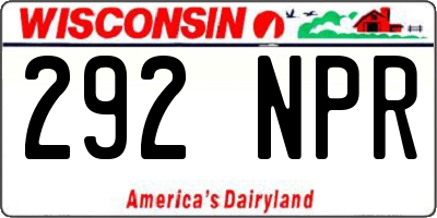 WI license plate 292NPR