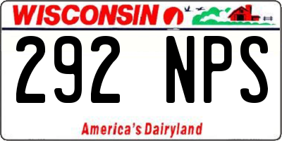 WI license plate 292NPS