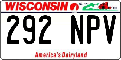 WI license plate 292NPV