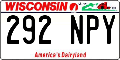 WI license plate 292NPY