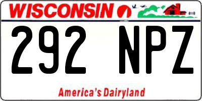 WI license plate 292NPZ