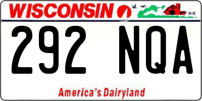 WI license plate 292NQA
