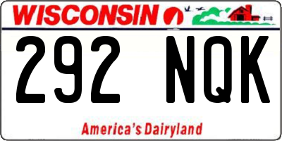 WI license plate 292NQK
