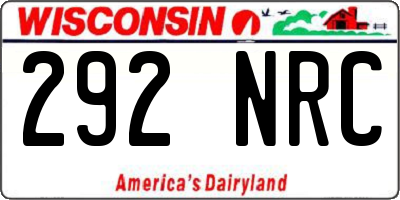 WI license plate 292NRC