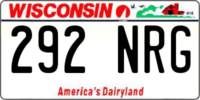 WI license plate 292NRG