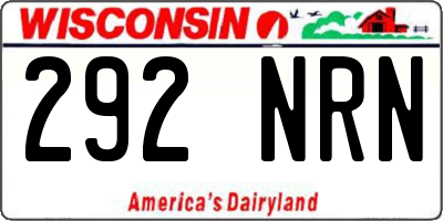 WI license plate 292NRN