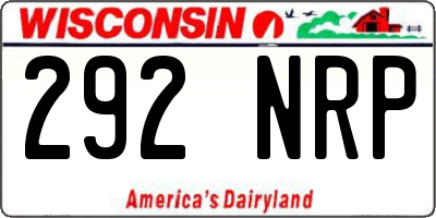 WI license plate 292NRP