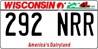 WI license plate 292NRR