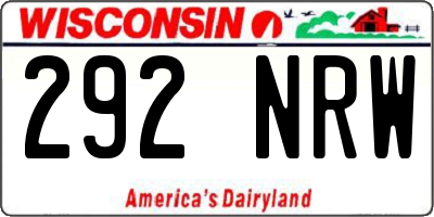 WI license plate 292NRW