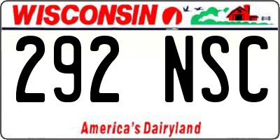 WI license plate 292NSC