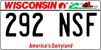 WI license plate 292NSF