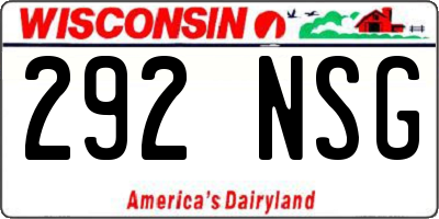 WI license plate 292NSG