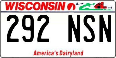 WI license plate 292NSN