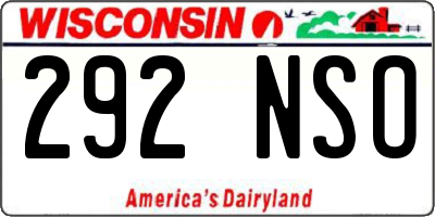 WI license plate 292NSO