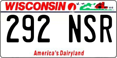 WI license plate 292NSR