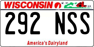WI license plate 292NSS