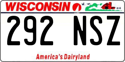 WI license plate 292NSZ