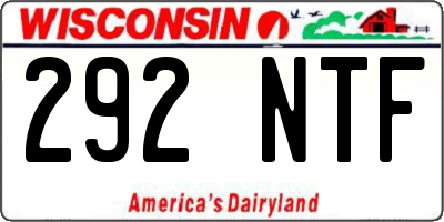 WI license plate 292NTF
