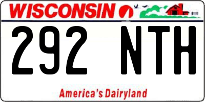 WI license plate 292NTH