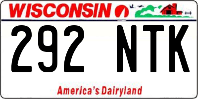 WI license plate 292NTK