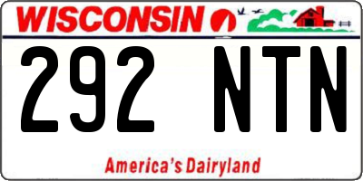 WI license plate 292NTN