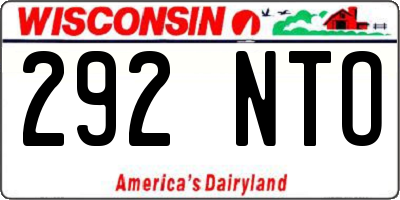 WI license plate 292NTO