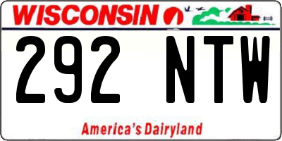 WI license plate 292NTW