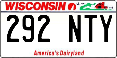WI license plate 292NTY