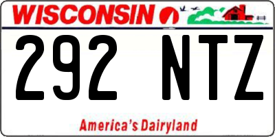 WI license plate 292NTZ