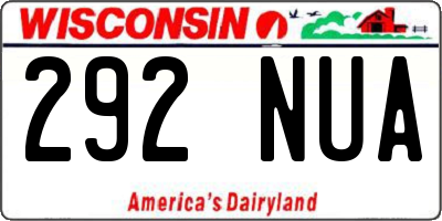 WI license plate 292NUA