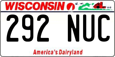 WI license plate 292NUC