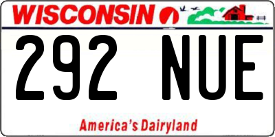 WI license plate 292NUE