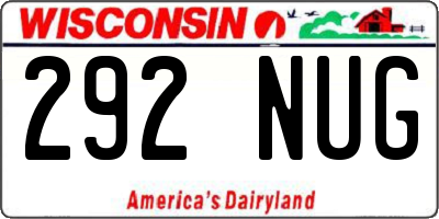 WI license plate 292NUG