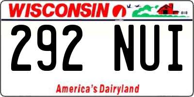 WI license plate 292NUI