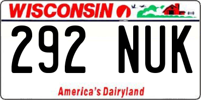 WI license plate 292NUK