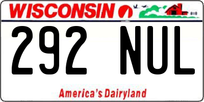 WI license plate 292NUL
