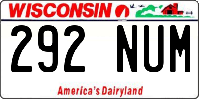 WI license plate 292NUM